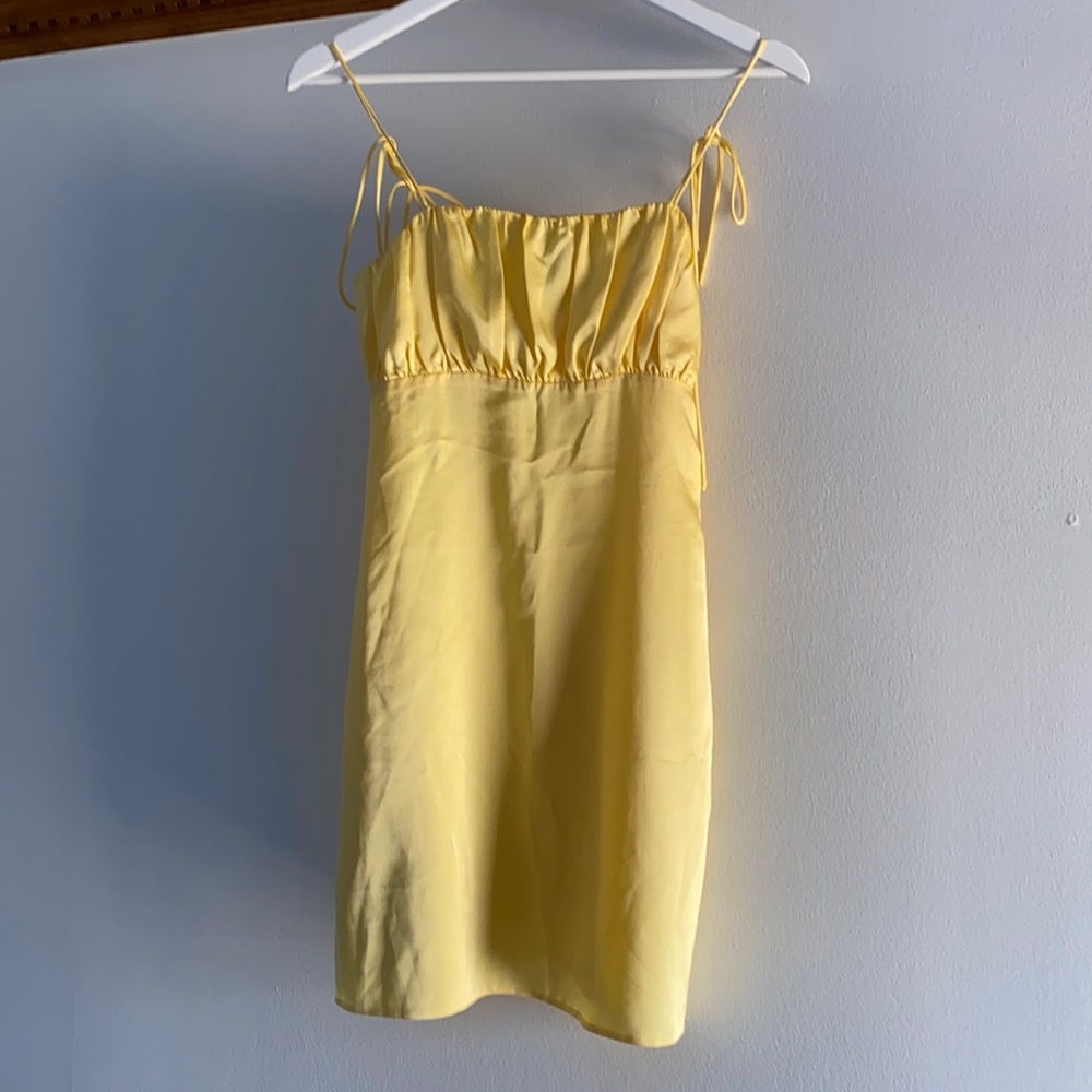 Reclaimed Vintage Yellow Silk Mini Dress